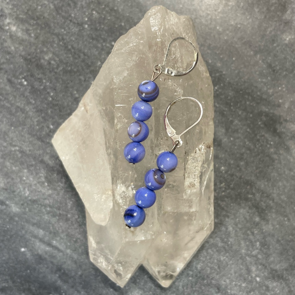 Blue Mother of Pearl Beaded Earrings